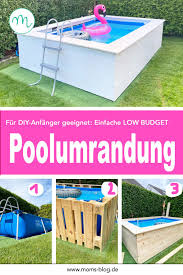 Die palette hat definierte fasen an den vier senkrechten außenkanten, um das verhaken beim rangieren in engen. Anleitung So Einfach Baut Ihr Euch Eine Gunstige Poolumrandung Aus Paletten Moms Blog Der Praktische Familienblog Garten Pool Selber Bauen Paletten Pool Pool Umrandung