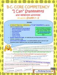 These Core Competency I Can Statements Reflection Strips Journal Pages And Activities Are Based On Core Competencie Core Competencies I Can Statements Core