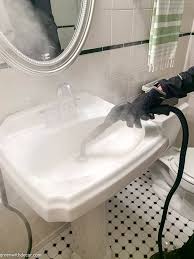 Steam cleaner pro reports, steam cleaners disinfect and kill 99.9% of germs at a temperature between 175 degrees and 212 you also get a measuring cup and funnel for filling up the steamer. How To Use A Steam Cleaner To Clean A Bathroom Green With Decor