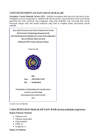 Contoh makalah mahasiswa yang benar. Contoh Kesimpulan Dan Saran Makalah