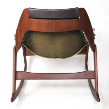 mid century modern bent plywood leather sling rocking chair by jerry johnson rocking chair mid century modern leather