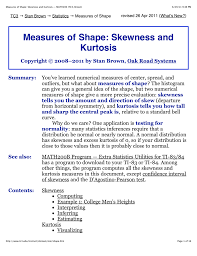 Measures Of Shape Skewness And Kurtosis