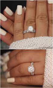 Wedding Ring Set Moissanite 14k White Gold Engagement Ring Round 8mm Moissanite Ring Diamo Wedding Ring Images Wedding Rings Simple Wedding Rings Engagement