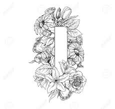 You can really make a flower pop by drawing it alone in a simple vase. Vintage Flower Alphabet Hand Drawn Vector Illustration Isolated Royalty Free Cliparts Vectors And Stock Illustration Image 99864081