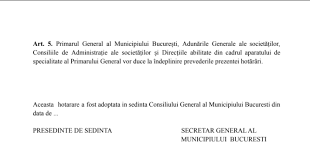 Proiect de hotarare privind modificarea hotararii consiliului general al municipiului bucuresti nr. Search Results For Companii Municipale Buletin De BucureÈ™ti