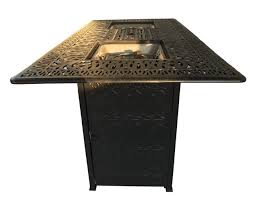 Micasa bar table fire pit bar height patio table with fire pit. Outdoor Propane Fire Pit Bar Height Double Burner Table Elisabeth Cast Aluminum Patio Furniture Amazon In Garden Outdoors