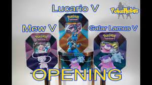 Welche zahlungsmethoden ihnen zur verfügung stehen entnehmen sie bitte den zahlungsdetails weiter oben. Pokemon Lucario V Mew V Galar Lahmus V Tin Boxen Opening Fruhling Spring Edition 2021 Youtube