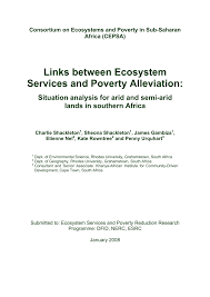 Pdf Consortium On Ecosystems And Poverty In Sub Saharan Africa Cepsa Links Between Ecosystem Services And Poverty Alleviation Situation Analysis For Arid And Semi Arid Lands In Southern Africa