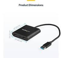 USB 3.0 to Dual HDMI Adapter, USB to 2x HDMI Monitor Converter for Windows  (no support for macOS/ChromeOS/Linux) - TAA