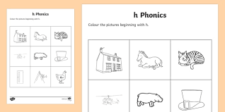 Students will see a picture and must guess what word beginning with the letter h it is before the time runs out. H Phonics Colouring Worksheet Worksheet Teacher Made