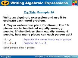 * choose the phrase that matches the algebraic expression. Writing Algebraic Expressions Ppt Video Online Download