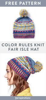 Free Knit Hat Pattern Intermediate Level Pattern Yarnspirations Caronxpantone Fair Isle Hat Pattern Fair Isle Knitting Patterns Stranded Knitting Patterns