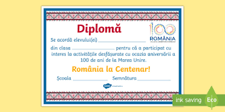 Centenarul Romaniei DiplomÄƒ Teacher Made