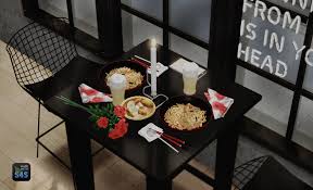 The77sim3 Taiwanese Food Set S3 To S4 Chinese Fried Noodles Chinese Spoon And Chopsticks Glass Of Beer Credit The Sims 4 Kitchen Sims The Sims 4 Packs