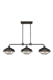 Lennex 3 Light Island Chandelier By Feiss Throwback To The Industrial Revolution Featuring Open Metal Kitchen Island Lighting Antique Kitchen Cool Lighting