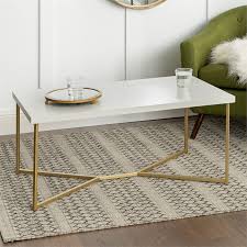 The coating provides a sleek, durable surface that looks a whole lot like the real thing. Rectangle Coffee Table With White Faux Marble Top And Gold Base Af42luxwmg