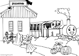 Thomas at the station coloring pages. Thomas Train At Halloween Coloring Page Coloringall