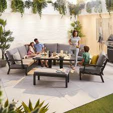 Patio sets and garden dining sets to enjoy outdoor dining on at argos. Vogue Aluminium Casual Dining Corner Sofa Set With Rising Table Armchair Bench Crownhill