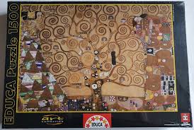 Handcrafted 3 piece puzzle box, made from tropical woods and varnished. 1500 Educa The Tree Of Life Gustav Klimt Rare Puzzles