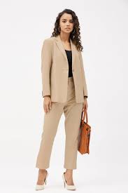 Classic Work Blazer & Trouser Women's Linen Pant Suit Set - Beige – The  Ambition Collective