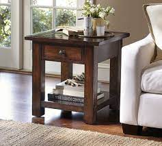 Benchwright Square Side Table Rustic Mahogany Pottery Barn Rustic Side Table Square Side Table End Tables