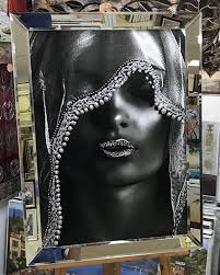 Ayna Cerceveli Gumus Boncuklu Afrikali Kadin Tablosu Karahan Cerceve Tablo Kabartmali Ve Kanvas Tablo Magazasi Siyah Kadin Sanat Tablolar Afrikalilar