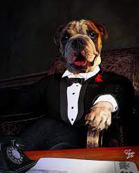 Best Gifts For Him Dog Bulldog Portrait Custom Gangster Dog Etsy In 2021 Dog Portrait Drawing Dog Portraits Dog Drawing