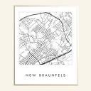 NEW BRAUNFELS Map Street Map Texas City Map Drawing Black and ...