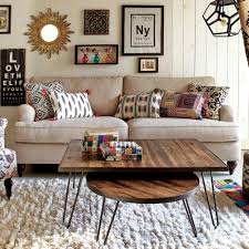 rectangular wood hairpin coffee table mobilier de salon table basse idee salle de sejour