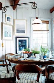 Casual Beach Cottage Breakfast With Antique Globe Pendant Lighting By Ralph Lauren Home Beach House Decor Home Home Decor
