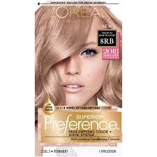 L Oreal Paris Superior Preference Fade Defying Shine Permanent Hair Color 8rb Medium Rose Blonde 1 Kit Walmart Com Rose Blonde Hair Rose Blonde Hair Color