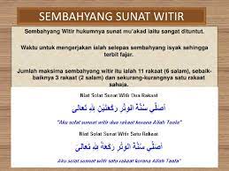 Rasulullah saw, bersabda yang bermaksud: Cara Solat Witir 3 Rakaat 1 Salam