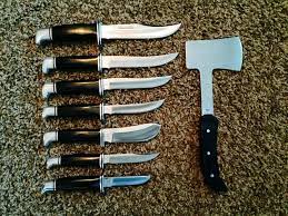 Buck Knives Bottom To Top 116 103 102 118 105 121 119 106 Hatchet On Right Buck Knives Knife Kitchen Knives