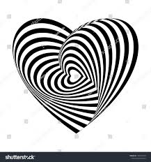 Black And White Heart Background Designs Geometric Optical Illusion Black And White Heart On A White Background Vector Illustration Graphic Design Trends Black And White Heart Optical Illusions