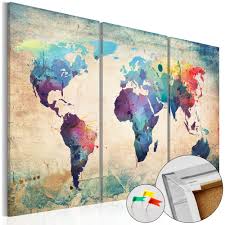 Vous avez indispensable en classe, le tableau d'école mural triptyque se décline en plusieurs formats et. Tableau En Liege Triptyque Carte Du Monde Effet Peinture Tableau Et Toile Decoration Murale Decoration Gifi