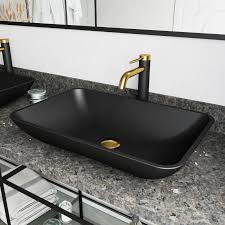 Home decoration is an art and reveals a lot about the choices and preferences of individuals. Vigo Black Hadyn Matte Shell Vessel Bathroom Sink And Lexington Cfiber C Faucet In Matte Brushed Gold And Matte Black