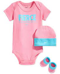 Nike Baby Girls 3 Piece Bodysuit Hat Bootie Set Kids Macy S Baby Girl Nike Baby Girl Outfits Newborn Baby Kids Clothes