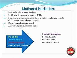 Bagi sekolah rendah di malaysia, kurikulum biasanya merangkumi jangkaan pengetahuan dan kemahiran yang akan pelajar hadapi untuk belajar; Falsafah Pendidikan Kebangsaan Sebagai Asas Kepada Pembentukan Kurikulum
