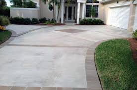 From hard wearing resin to beautiful block paving. Top 50 Best Concrete Driveway Ideas Front Yard Exterior Designs Concrete Driveways Decorative Concrete Driveways Driveway Design
