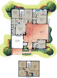 This unique northwest home plan has a covered central courtyard with an indoor pool with skylights to brighten the whole area.double doors behind the courtyard bring you into the spacious dining room. Courtyard Courtyard House Beautiful House Plans Courtyard House Plans