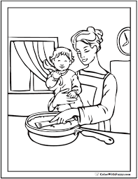 The finished products will make for fun and festive diy easter decor. Mother S Day Coloring Pages Mom With Baby In Kitchen