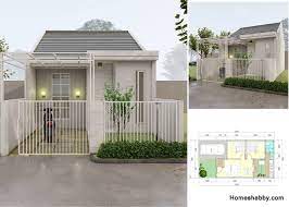 Ukuran lahan yang sempit tidak jadi pembatas yunita rahayu dewi untuk menciptakan rumah bergaya minimalis impian. Desain Rumah Minimalis Hemat Biaya Dengan Luas Bangunan 50 M2 Dan Luas Tanah 6 X 12 M Lengkap Dengan Denah Homeshabby Com Design Home Plans Home Decorating And Interior Design