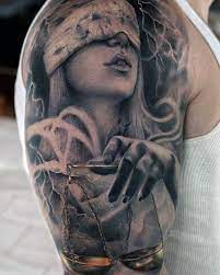 40 Lady Justice Tattoo Designs For Men Impartial Scale Ideas Justice Tattoo Half Sleeve Tattoos Designs Lady Justice Tattoo Design