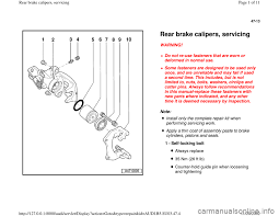 Audi A4 1995 B5 1 G Rear Calipers Workshop Manual 11 Pages