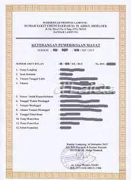 Sabarmiokre, 22 mei 2012 dokter puskesmas sabarmiokre (dr. D Laiqa Arena Mengurus Surat Keterangan Kematian Visum Di Rsud Dr H Abdul Moeloek Lampung