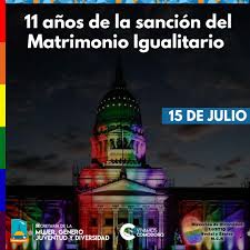 Este proyecto de ley empezó a ser debatido luego de que el presidente sebastián piñera dijera en su última cuenta pública al congreso que ha llegado el tiempo del matrimonio igualitario en el país, el 2 de junio pasado. Direccion De Diversidad Lgbtiq Social Y Etnica M C R 11 Anos De La Sancion Del Matrimonio Igualitario En Argentina Han Pasado 11 Anos Desde Ese 15 De Julio De 2010 Ese 15