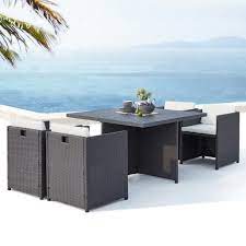 Rendez vous déco est un site de vente de mobilier design pas comme les autres : Sunset 4 Salon De Jardin Encastrable 4 Places En Resine Tressee Gris Blanc Cdiscount Jardin