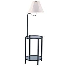 Mainstays Transitional Glass End Table Floor Lamp Matte Black Walmart Com In 2020 Vintage Floor Lamp Floor Lamp Table Glass End Tables