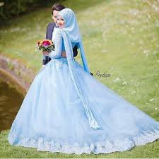 Muslim hijab wedding dress with veil high neck long sleeve light sky blue appliques lace a line modest bridal gowns customize plus size. Instagram Photo By Worldwidemuslimahs Apr 28 2016 At 9 27pm Utc Sade Gelinlikler Gelinlik Mavi Gelinlik