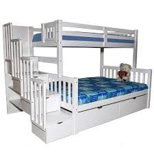 Custom bunk beds in the following sizes, twin over king, king over king, full over king, twin over queen, queen over queen, full over queen and so many more can be ordered and delivered to your home. Staircase White Bunk Bed Bunk Beds For Adults Children And Teenagers